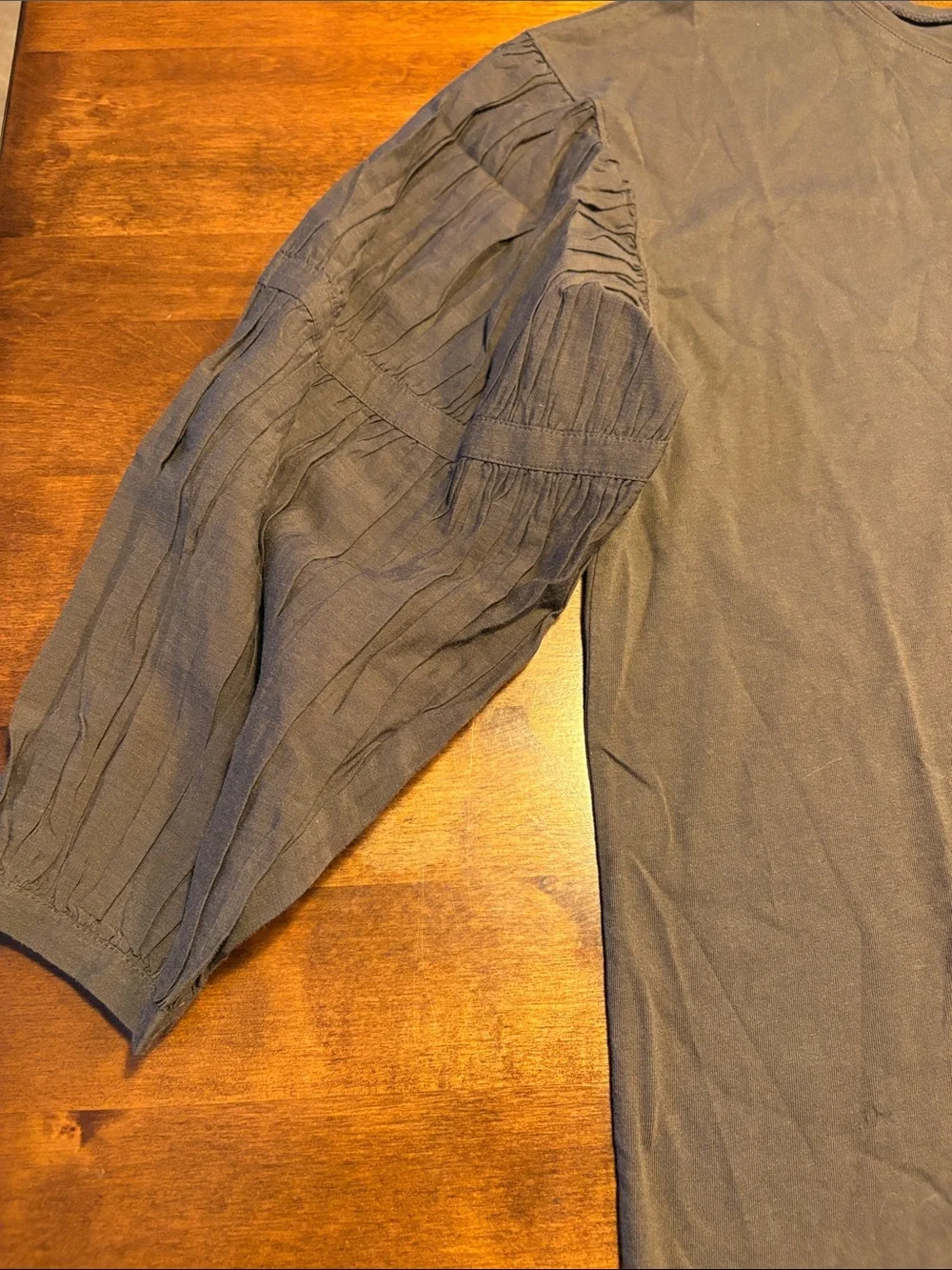 Madewell Slate Gray Puff-Sleeve Crewneck Top